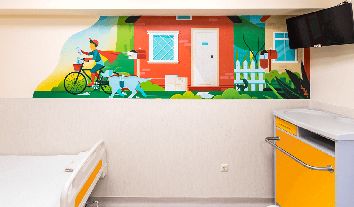 Pirogov 儿童病房环境图形设计©FourPlus Studio